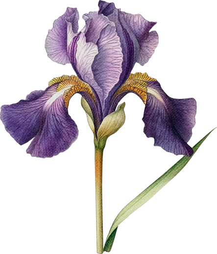 Vintage Botanical Iris Flower Illustration